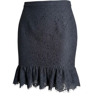 Karl Lagerfeld Lace Skirt Womens 10 Ruffle Hem Whimsigoth Scalloped Hem Coquette
